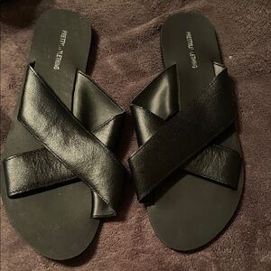 Pretty Little Thing Black Slide Sandals